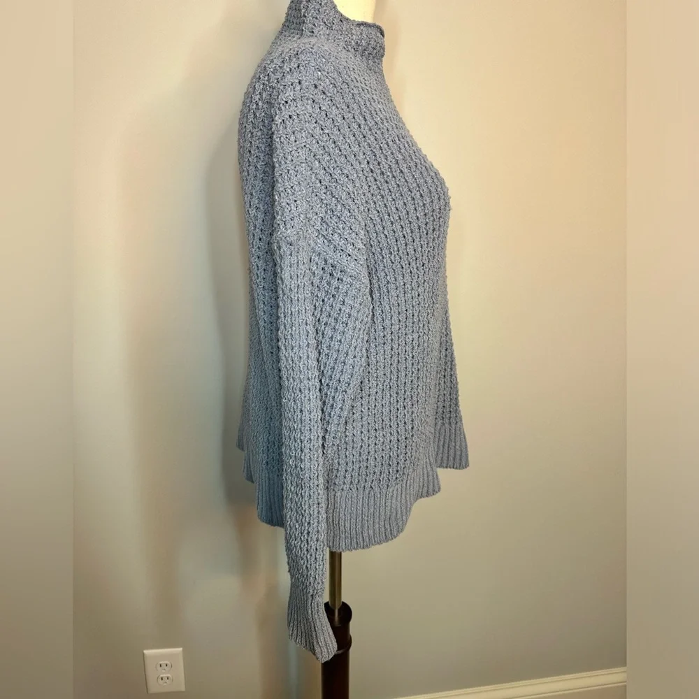 Sz S American Eagle blue mock knit neck sweater wool blend chenille feel soft - Picture 4 of 7